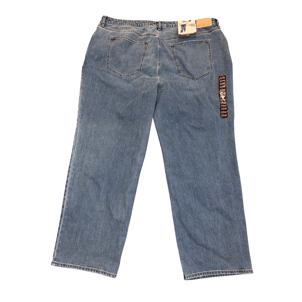 Seven7 Womens Loose Straight Leg Jeans High Rise Blue SX10341DE Size 22W NEW